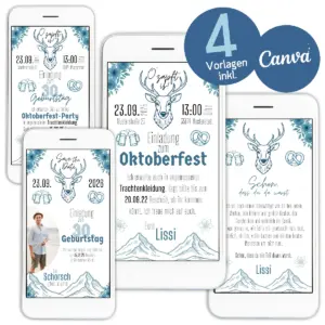Digitale Einladung zum Oktoberfest mit verschiedenen Oktoberfest-Motiven
