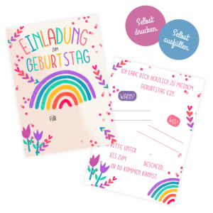 Einladung Regenbogen zum Ausdrucken - Kleinkind Geburtstag
