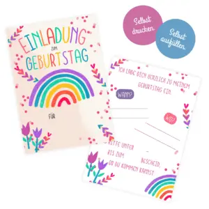 Einladung Regenbogen zum Ausdrucken - Kleinkind Geburtstag