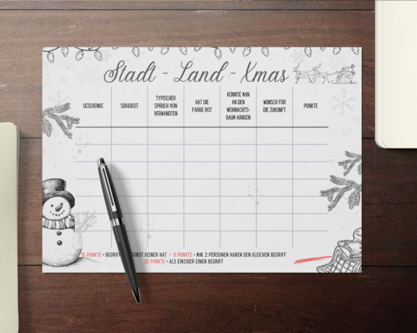 Spiel Weihnachten Stadt Land Fluss Xmas zum Selbstausdrucken – Bild 4