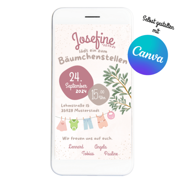 Einladung zum Bäumchenstelllen - Babyshower - E-Cards