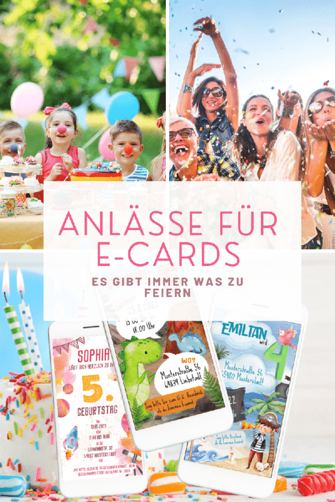 Anlässe für E-Cards. E-Cards mit Motto Dino, Weltraum und Pirat