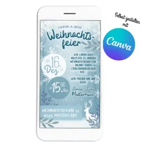Digitale Einladung zur Weihnachtsfeier oder Betriebsfeier als personalisierbare Canva-Vorlage
