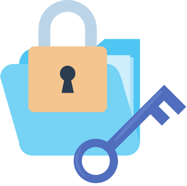 Symbol für Datenschutz. Folder mit Schlüssel