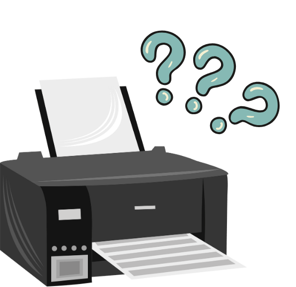 Drucker mit Fragezeichen