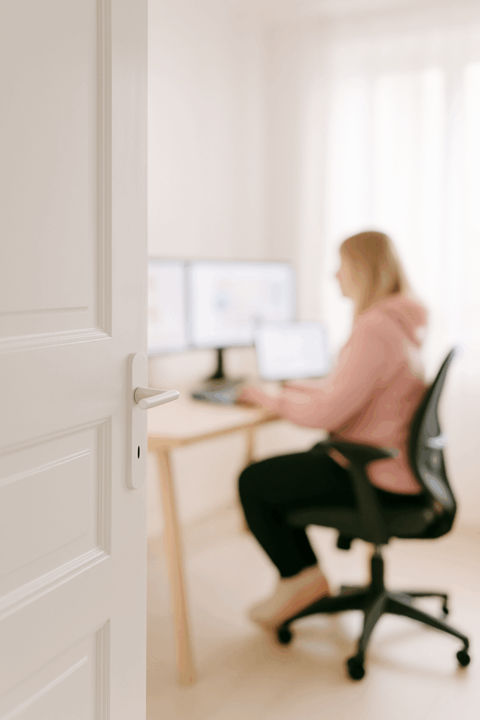 Frau am Computer bei der Arbeit
