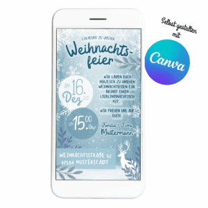 Weihnachtsfeier Einladung in hellblau