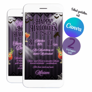 digitale Halloweeneinladung zum gruseln auf Smartphone