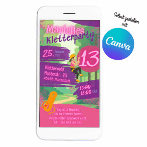 ecard Einladung zur Mottoparty mit dem Thema Klettern