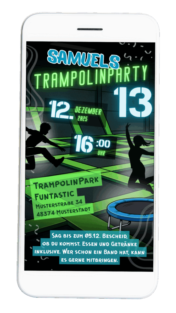 Digitale Einladung zur Trampolinparty